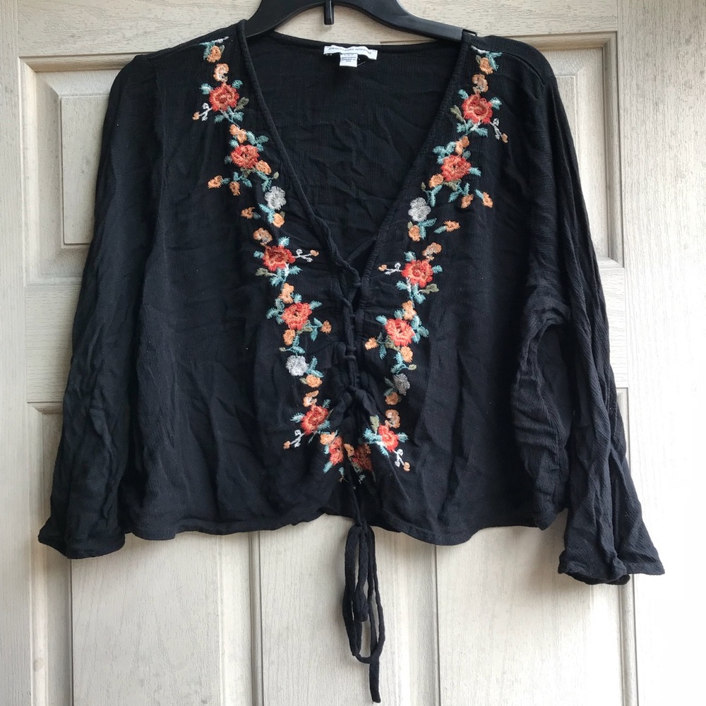 Black embroidered top